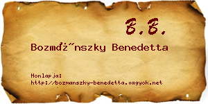 Bozmánszky Benedetta névjegykártya